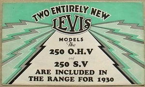 LEVIS MOTORCYCLES Sales Brochure 1930 OHV A B & C Popular Z SIX PORT - Picture 1 of 4