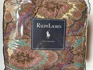 Rare NEW! RALPH Lauren EMERSON Paisley FULL QUEEN Bed COMFORTER Multi Brown NIP! - Picture 1 of 9