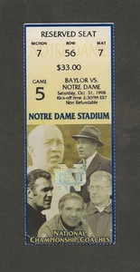 NOTRE DAME vs BAYLOR FOOTBALL TICKET STUB 31. Oktober 1998 - Bild 1 von 2