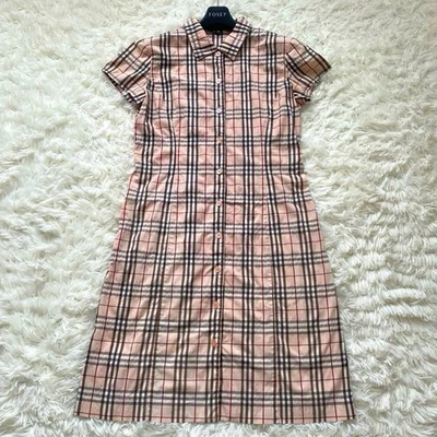 Burberry London Pink Beige Nova Check Shirt Dress M Used - Image 1 of 4