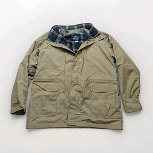 Vintage Woolrich Herren Khaki Scheunenmantel Feldjacke Wollmischung Karo Gefüttert Medium - Bild 1 von 12