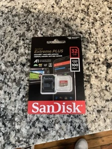 SanDisk Extreme Plus microSDHC UHS-I Card w/ Adapter 32GB 100MB/s - Photo 1 sur 2