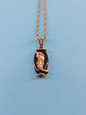 Colgante de oro amarillo sólido de 10 quilates de ónix negro colinas negras de 18" Foto 1 de 3