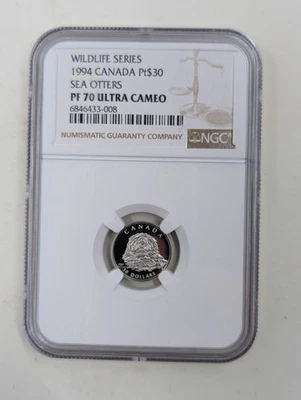 Wildlife Series 1994 Canada $30 Platinum 1/10 Oz Sea Otters PF70 Ultra Cameo NGC - Image 1 of 4