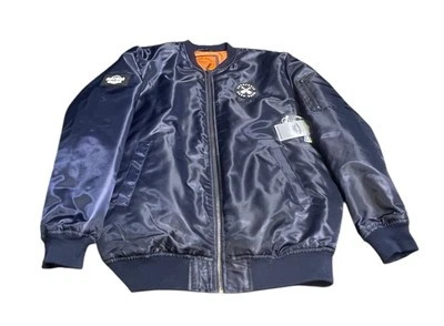 Tulsa Hard Rock Hotel & Casino Full Zip Quilted Navy Bomber Jacket Medium NEW - Image 1 of 4