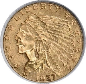 1927 $2.50 Gold Indian AU Slider Uncertified #1052 - Picture 1 of 2