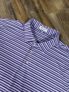 Camisa Polo Peter Millar Para Hombre XL Rayas Púrpura Verano Comodidad Elastizada Golf - Imagen 1 de 9