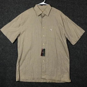 Saddlebred Linen Blend Mens L Shirt Button Up Short Sleeve Pocket Lightweight - Picture 1 of 8