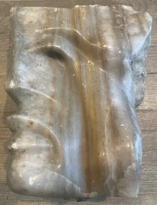Vtg Leon Saulter Signed Hand Carved Onyx stone stylized Face Book End 7” x 5” - Imagen 1 de 9