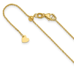 10k Yellow Gold Adjustable 1.1mm Diamond-cut Cable Chain Necklace 22" 2gm - Picture 1 of 6