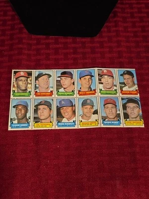 1969 Topps 12 Stamp Sheet Panel Insert Baseball Al Kaline Shannon Cash Reggie Sm - Image 1 of 3