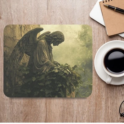 Gothic Angel Mouse Pad Cemetery Statue Dark Academia Victorian Desk Art Gift - Изображение 1 из 4