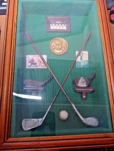 Dekorativer Golfschläger Geschichte Sammlerstück 8,5" x 13" Holz Schattenkasten - Bild 1 von 6