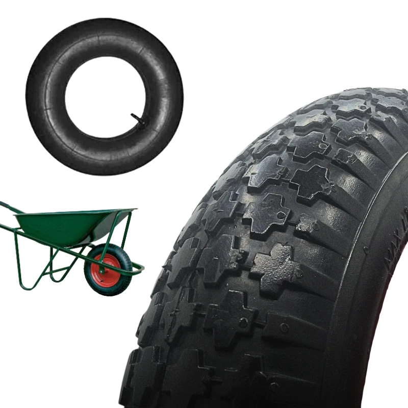 COPERTONE + Camera d'Aria 3.50-8 Pneumatico Rinforzato Gomma Ruota per CARRIOLA - Immagine 1 di 1
