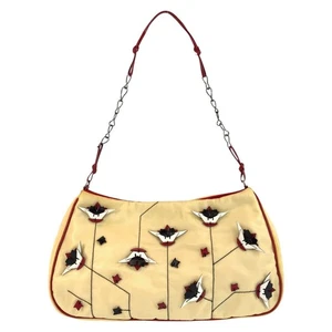 PRADA Triangle mit Logo Schultertasche Accessoire Tasche Beige Rot Silber Hardware - Bild 1 von 10