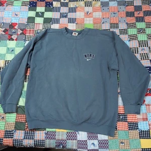 Vintage '90s Nike USA Made Crew Neck Sweatshirt Blue Large Distressed - Picture 1 of 8