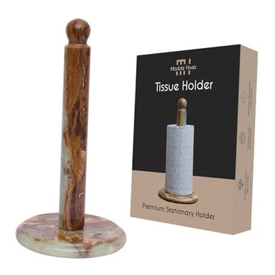 Toallero de papel de cocina de mármol hecho a mano soporte para rollos de papel verde ónix Foto 1 de 4