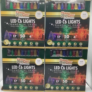 Holiday Bright LED 50 lights commercial Grade C6 Multicolor (4 Pack) - Picture 1 of 3