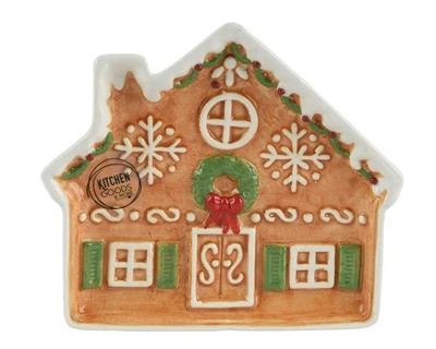 Weihnachtsteller Lebkuchenhaus 14x15cm Keramik Weihnachten Weihnachtsdeko Teller - Bild 1 von 2