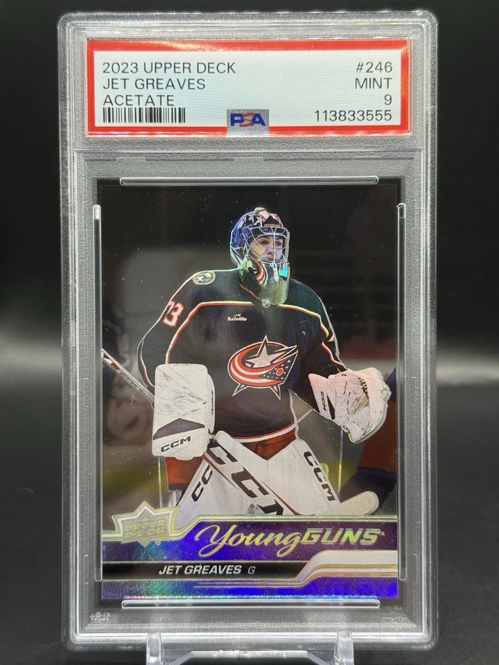 2023-24 UD Extended Jet Greaves Young Guns Acetate SSP PSA 9 #246 - Image 1 of 2