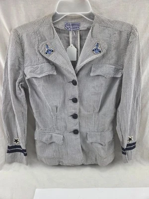 WW2 USN US Navy Waves Grey & White Seersucker Woman's Female Dress Blouse Jacket - Image 1 of 3