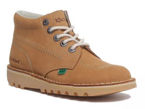 Kickers Kick Hi W Womens Nubuck Leather Ankle Boots In Tan - Picture 1 of 12