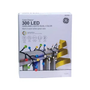 GE Color Choice LED Garland Globe Light 300 LED Warm White Multi Color 25' - Picture 1 of 1