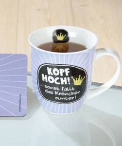 Jumbobecher Pause Kopf hoch Krone Tasse Kaffee Porzellan Geschenk Becher Büro - Bild 1 von 4