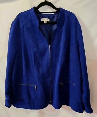 Chaqueta para mujer Studio Works imitación gamuza forrada cremallera frontal 24W bolsillos azul Foto 1 de 3