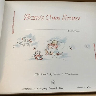 Libro de bebé de cuero simulado blanco CR Gibson vintage sin usar historia propia del bebé Foto 1 de 4