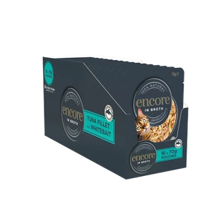 16 x 70g Encore 100% Natural Cat Pouch Tuna Fillet with Whitebait - Picture 1 of 5