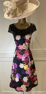Phase Eight UK10 Pink Multicoloured Floral Fit & Flare Midi Cotton Summer Dress. - Picture 1 of 10