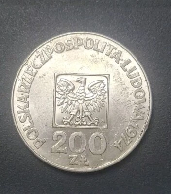 1974 Poland 200 ZLOTY ~ SILVER World Coins ~ NICE COIN  - Image 1 of 2