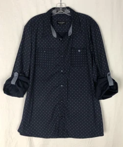 Eighty Eight Platinum Men Size XL Blue Roll Tab Sleeve Shirt Button Up Geometric - Picture 1 of 5