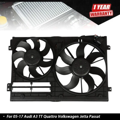 Ventilador doble de refrigeración del radiador para 05-17 Audi A3 TT Quattro Volkswagen Jetta Passat Foto 1 de 4