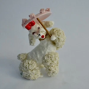Vintage Japan White Spaghetti Poodle with Pink Umbrella Handpainted - Picture 1 of 6