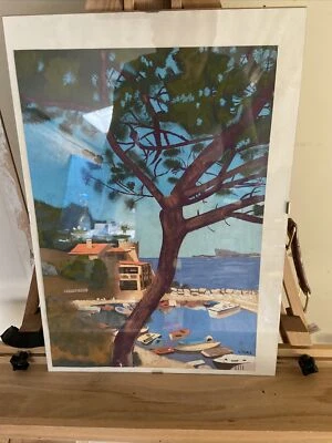 Peinture sur canson sous verre A3-signe G VIDAL - Photo 1/4