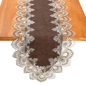 Lace Table Runner Waterproof Oil-Proof PU Leather Table Runner with Exquisite... - Picture 1 of 6