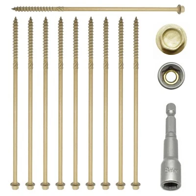 10, 200mm TIMBERFIX PLUS HEX HEAD SLEEPER SCREWS DECKING LANDSCAPE - Image 1 of 4