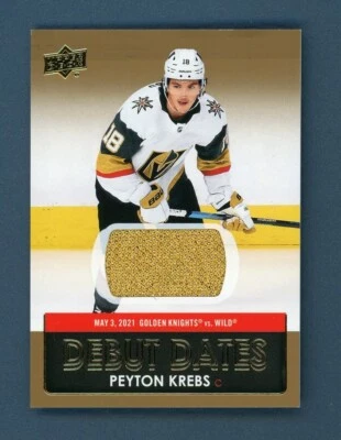 Peyton Krebs 2021-22 Upper Deck Series 1 - Debut Dates #DD-14 Jersey Insert Card - Image 1 of 3