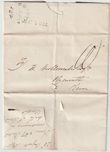 1825 BRISTOL CHILOMETRAGGIO CIRC & LETTERA MOURING TROPPO TARDI CAROLINE BARNES TO PLYMOUTH - Foto 1 di 2