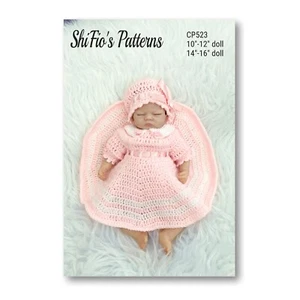 Crochet Pattern for Dolls dress & Beret, Dolls clothes, CP523 - Picture 1 of 15