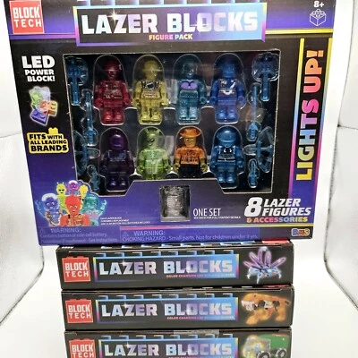 Block Tech Lazer Blocks LED Power Blocks LIGHT UP Figure Pk Lot 319 total pieces - Image 1 of 4
