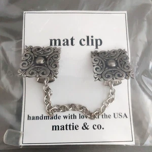 Mattie & Co. Sweater Clips Silver Tone Ornate Squares Handmade Etsy Artist - Picture 1 of 5
