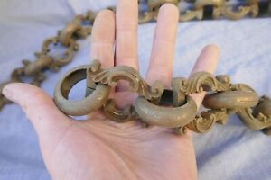 Antique Lighting Chain Huge Link Patinated Bronze Late 19th century 53.5" Length