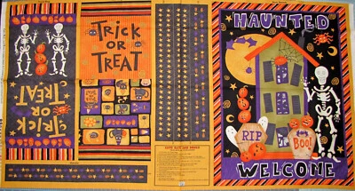 Bolsa de golosinas de tela de Halloween Banner Project Debbie Mumm algodón panel de 24"X44" Foto 1 de 3