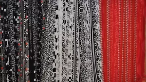 Designer Fabric Strips Black White Red, 2 yards total, 100% cotton - Picture 1 of 1