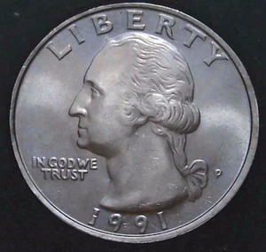 1991-P 25C Washington Quarter Uncirculated CN Clad 25oc0607-1 - Picture 1 of 2