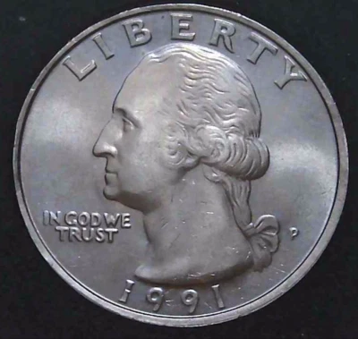 1991-P 25C Washington Quarter Uncirculated CN Clad 25oc0607-1 - Image 1 of 2