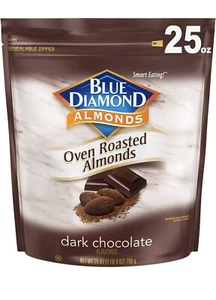 Blue Diamond Almonds Oven Roasted Dark Chocolate Flavored Snack Nuts, 25 Oz Pack - Picture 1 of 6